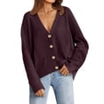 thumbnail image 2 of Ediodpoh Women’s Solid Color Cardigan Sweaters for Women Autumn Winter Versatile Buttons Knit Sweater Red S, 2 of 5