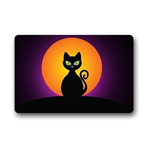 WinHome Cat Black Halloween Doormat Floor Mats Rugs Outdoors/Indoor