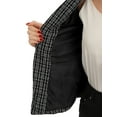 thumbnail image 5 of INSPIRE CHIC Women's Christmas Plaid Tweed Blazer Long Sleeve Open Front Work Office Jackets S Black, 5 of 6