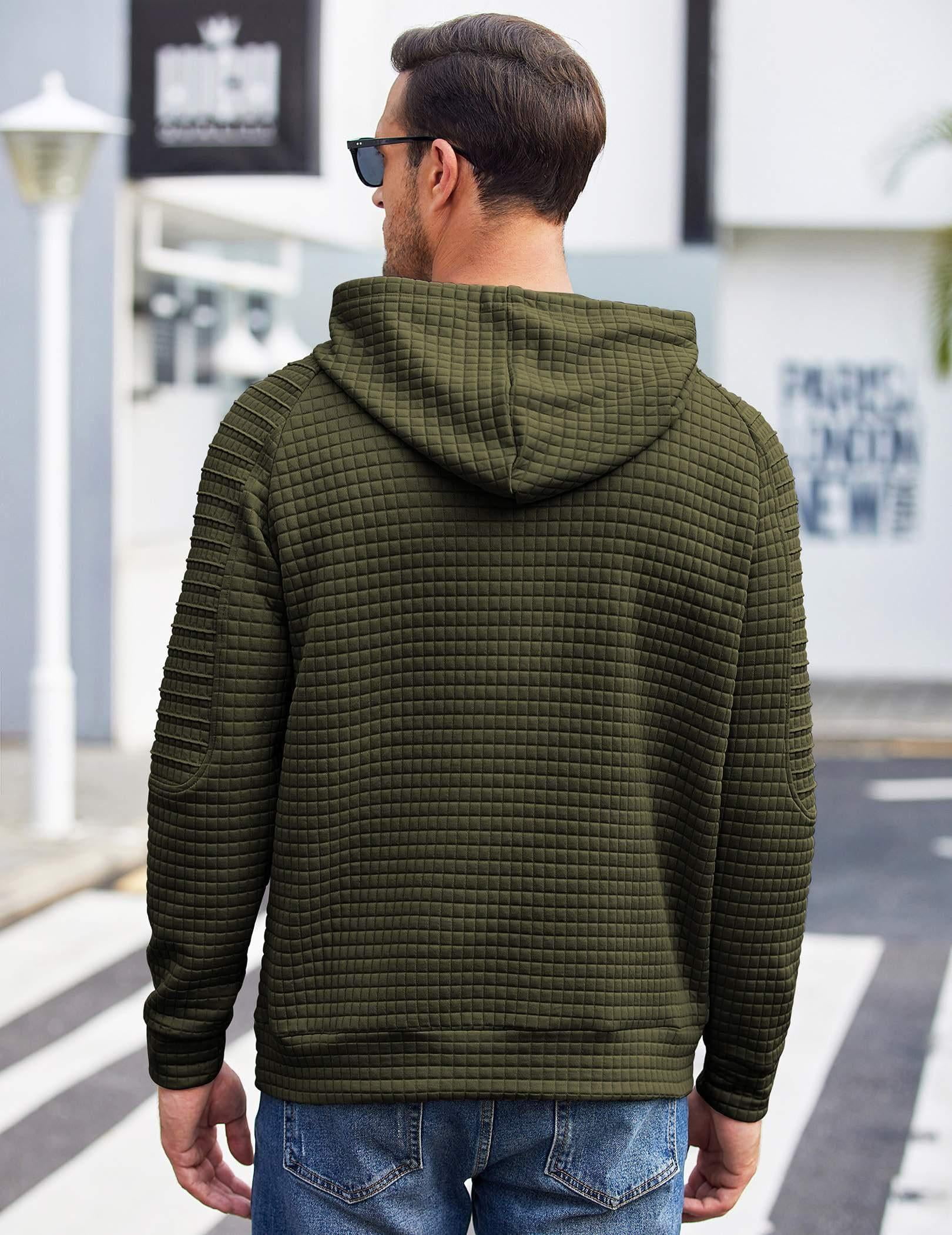 COOFANDY Men's Knit Hoodie Pullover Regular Fit Long Sleeve Drawstring Hooded Sweatshirt with Kanga Pocket