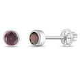 thumbnail image 1 of Bezel Set Simulated Garnet Toddler Screw Back Earrings 14k White Gold, 1 of 6
