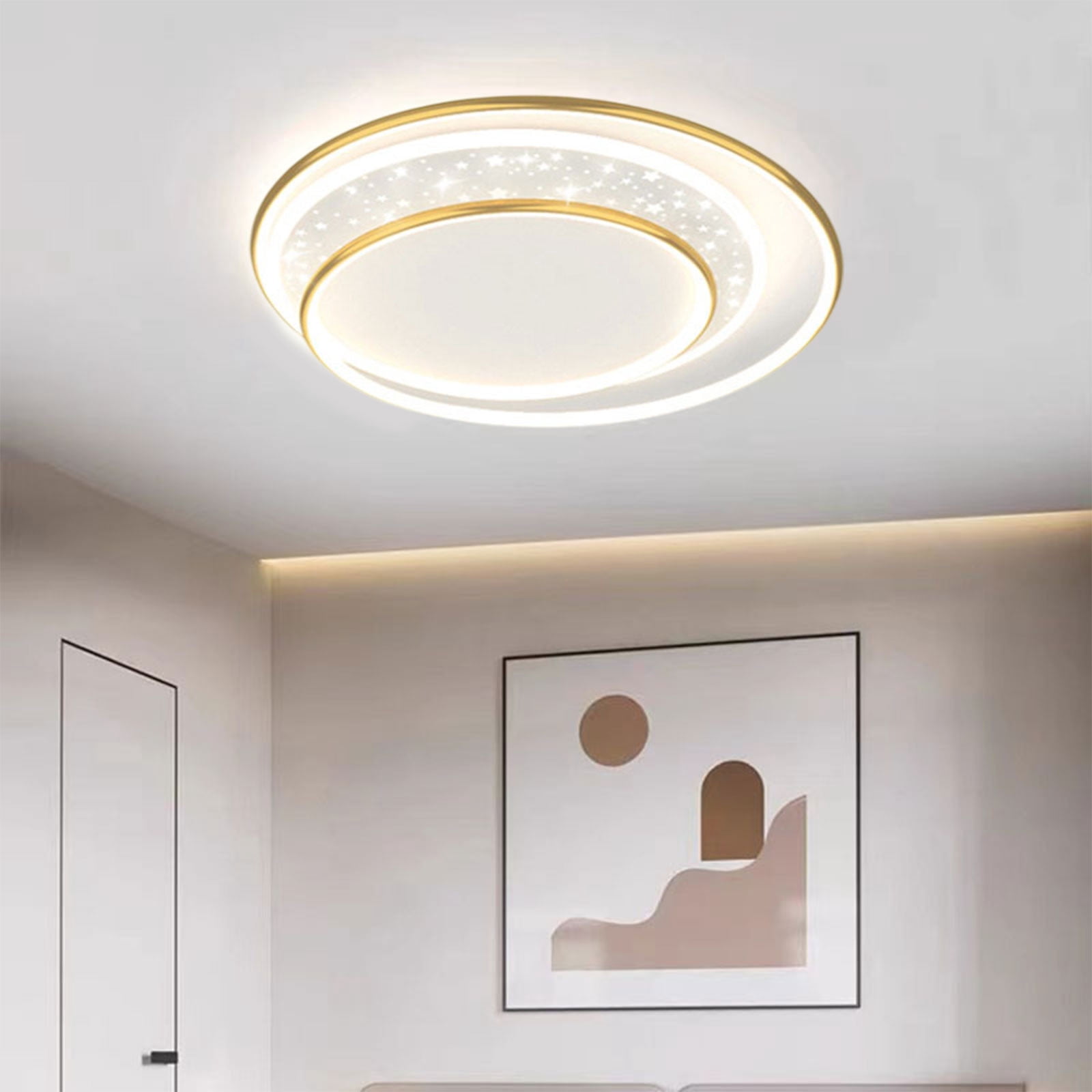 Three Color Lighting 19.69 In Bedroom Ceiling Light Round Lamp Modern Simples Scandinavian Cozy Room Creativess Light Fixtures