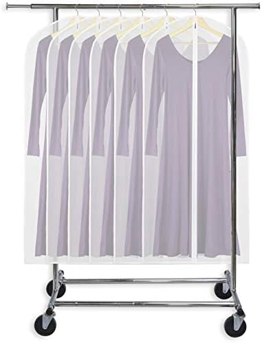 50-Inch Clear Garment Bags with Zipper for Suits, Dresses, Costumes, Uniforms - 6 Pack