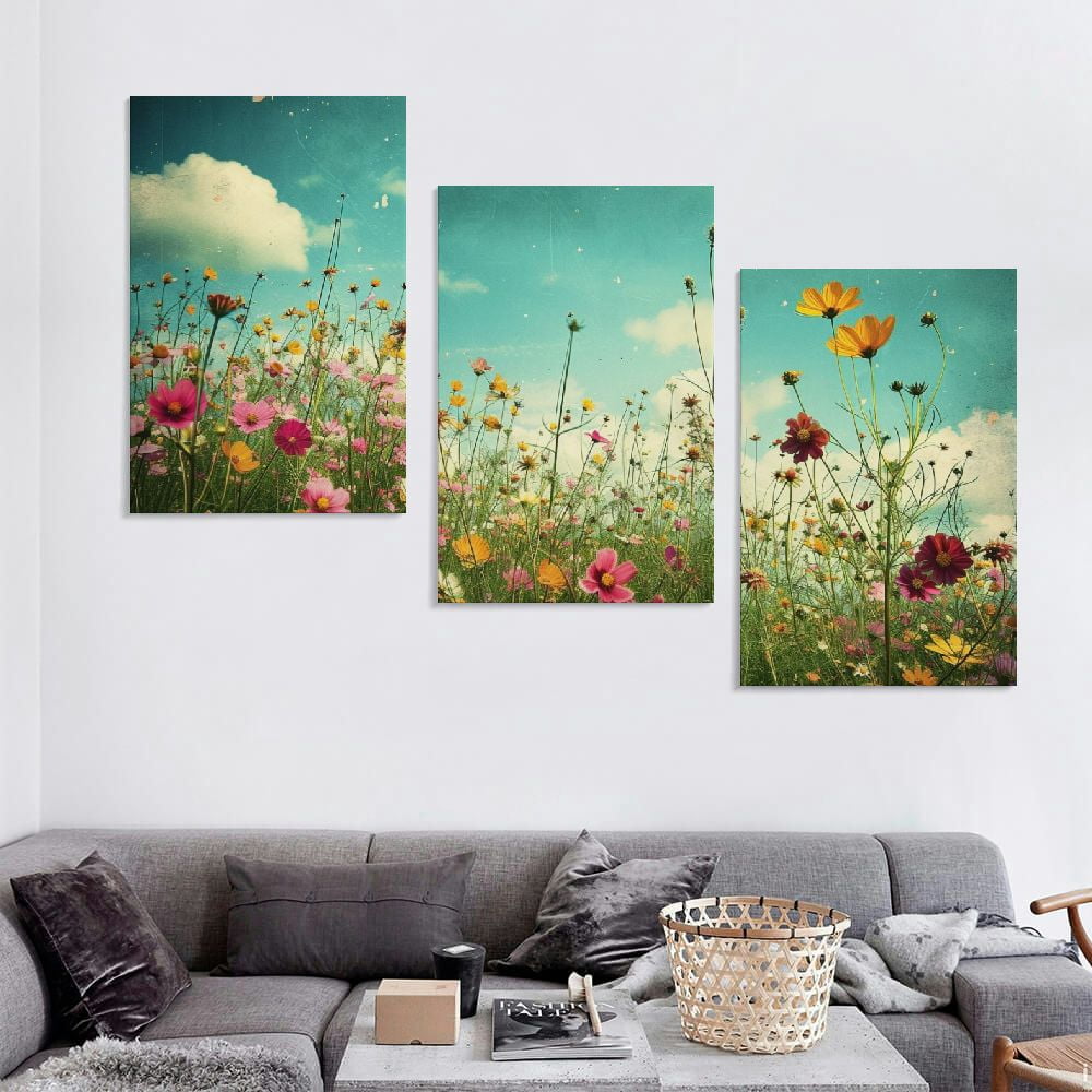 Decorative Art 50s 60s 70s セット JRXY 60s 70s Hippie Flowers Art Wall Decor Oil Painting