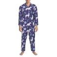 thumbnail image 3 of Picia Cute Dog Pattern Men’s Long-Sleeve Sleepwear Set - Soft 2-Piece Loungewear with Pockets, Comfy PJs for Relaxing Nights-Large, 3 of 7