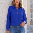 thumbnail image 2 of Tqcoqu Women's Pearl Buckle Collared Long Sleeve Shirt, Button Down Elegant Blouse, Formal Work Tops for Office Daily Wear,Blue Women's S-XXL, 2 of 8