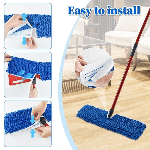 Vruelia 2 Pack Microfiber Reusable Mop Pad Super Absorbent Dust Flip Mop Refill 18 in