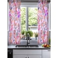 thumbnail image 2 of Spring Floral Sheer Curtains 54 Inch Length 2 Panels Set for Living Room/Bedroom, Retro Watercolor Flowers Leaves Plants Purple Kitchen Curtains Grommet Curtains Window Treatments 42"x54"x2, 2 of 7