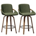 thumbnail image 3 of CDCASA Swivel Bar Stools Set of 2, 26 Inch Counter Height Bar Stools with High Backrest, Linen Wood Upholstered Modern Barstools for Kitchen Counter, Green, 3 of 9