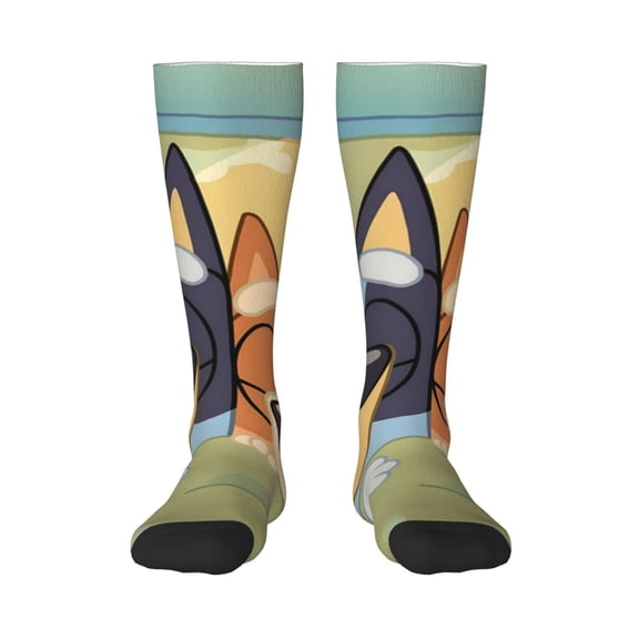 Saiise Bluey Funny Socks Men Women Boys Kids Adults Novelty Graphic Crew Tube Socks Crazy Design Casual Dress Socks for Sports,Running,Travel
