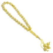 Hijaz 33 Count Translucent Yellow Islamic Rosary Prayer Bead Tasbih with Star and Crecent Design
