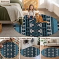 thumbnail image 6 of Area Rug 48in, Southwestern Aztec Blue Geometric Floor Carpet Living Room Rug, Vintage Tribal Pattern Non-Slip Welcome Mat Indoor Rugs for Bedroom Dining Room, 6 of 9
