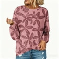 thumbnail image 4 of Women's Floral Print Sweatshirt 2025 Fall Long Sleeve Loose Crewneck Pullovers Stylish Workout Casual Tee Tops, 4 of 8
