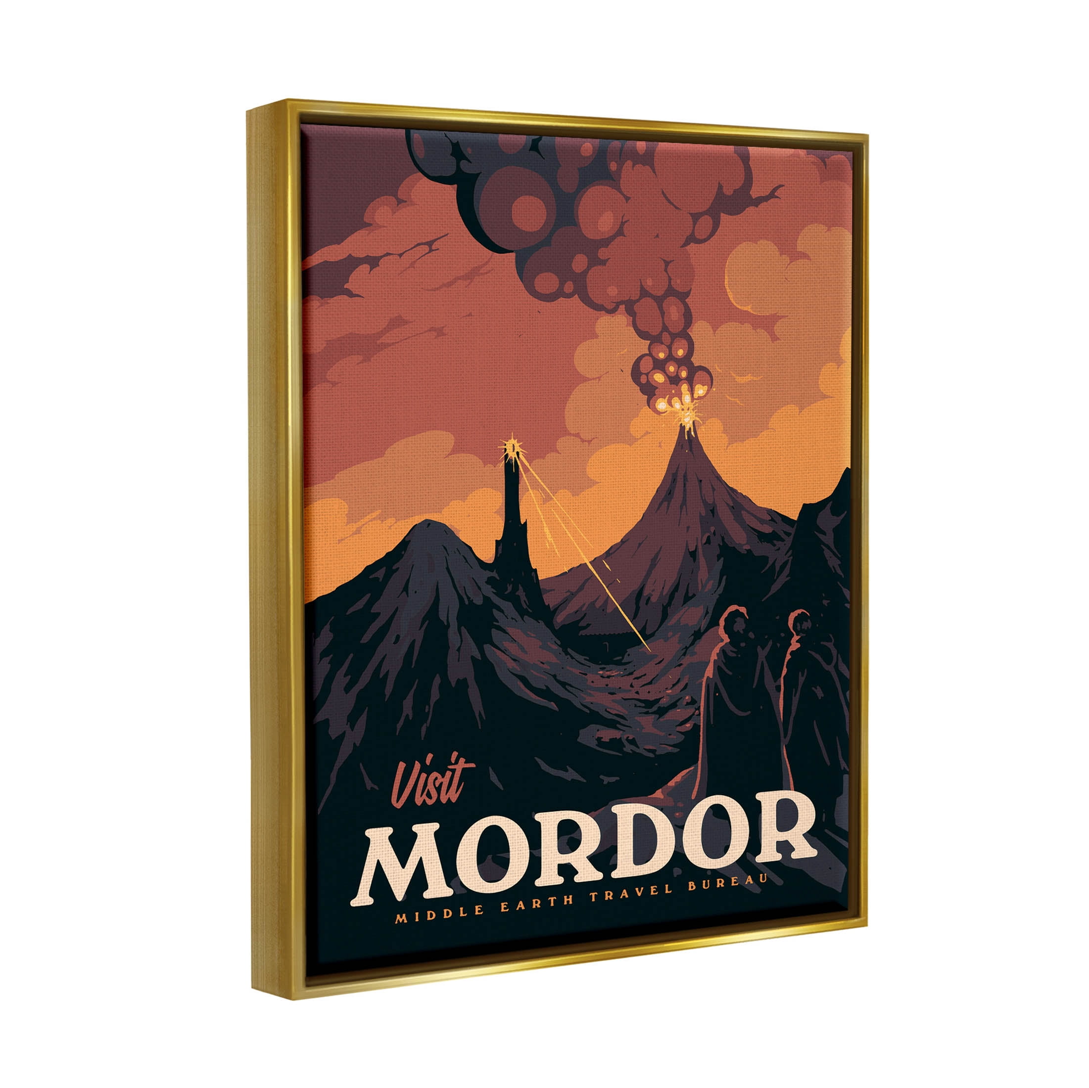 Stupell Industries Visit Mordor Volcano Fantasy Literature Graphic Art Metallic Gold Floating Framed Canvas Print Wall Art, Design by Matheus Lopes Castro