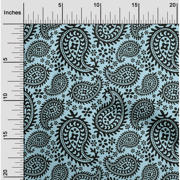 cotton dress fabric by the yard oneOone Cotton Poplin Light Blue Fabric Asian Paisley Block Dress Material  Fabric Print Fabric By The Yard 56 Inch Wide
