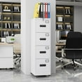 thumbnail image 3 of Aobabo 4 Drawer Metal File Cabinet on Wheels,56''H Steel Vertical File Storage Cabinet with Lock,Office Home File Cabinet for A4 Letter /Legal Size,White,Assembly Required, 3 of 10