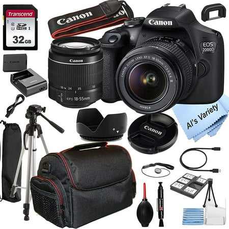 Canon EOS 2000D Rebel T7 DSLR Camera w/EF-S 18-55mm F/3.5-5.6 Zoom Lens 20pc Bundle (International Version)