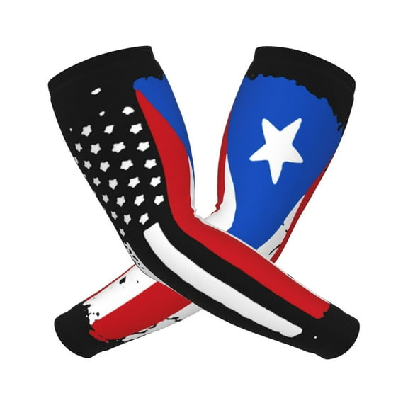 Compression Arm Sleeves Cooling For Men Women America Puerto Rico Flag Sun Protection Sleeve Baseball Athletic Basketball Sleeve Cover