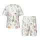 thumbnail image 1 of Fotbe Wildflower Watercolor 2 Pijama Estampada de 2 Piezas para Niños – Ropa de Dormir de Manga Corta Cómoda para Niños y Niñas, Camiseta y Shorts de Algodón-Large, 1 of 6