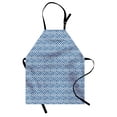 thumbnail image 1 of Ethnic Apron, Hand Drawn Style Indonesian Batik Pattern with Curves and Small Triangles, Unisex Kitchen Bib with Adjustable Neck for Cooking Gardening, Adult Size, Navy Blue and Cream, by Ambesonne, 1 of 4