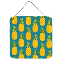Carolines Treasures BB5145DS66 Pineapples on Teal Wall or Door Hanging Prints 6x6 multicolor