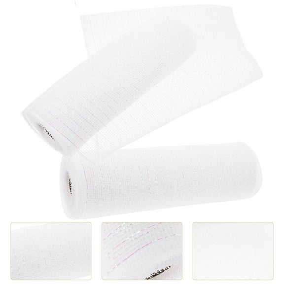 HAMPPLIES Decoration Multi-Use Mesh Ribbon White Plastic 2 Rolls 5.9in X 30ft