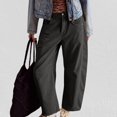thumbnail image 3 of Trendy Women's Corduroy Jeans Cropped Wide Leg Mid-Rise Elastic Waist Fall Pants, 3 of 9