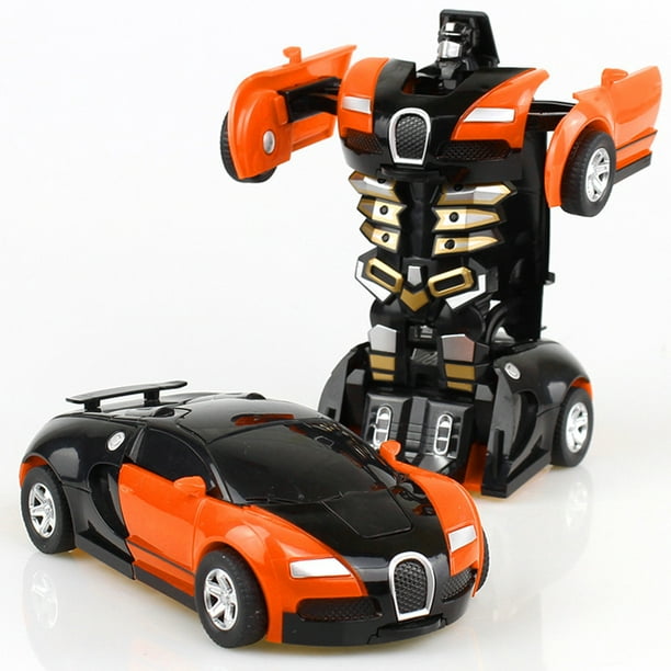 Amyove Robots de Sauvetage Déformation Voiture de Transformateur Voiture en une Étape Robot Véhicule Modèle Figurines d'Action Jouet Transformer Voiture pour Enfants orange