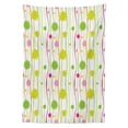 thumbnail image 3 of Ambesonne Green Pink Tablecloth Rectangular Table Cover, Doodle Stripes Dots, 60"x90", Green Pink White, 3 of 4
