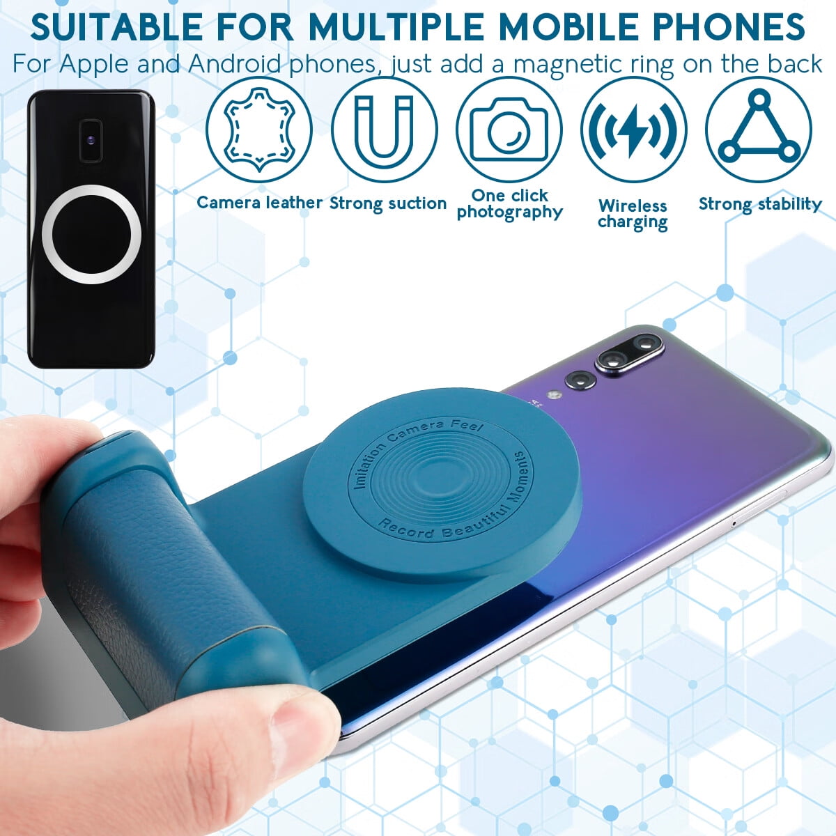 Aerbeis Magnetic Camera Handle Bluetooth Bracket- Phone Handle Photo Holder  Wireless Charging Stand Phone Hand Grip with Magsafe Bluetooth Remote