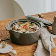 Neoflam 7 YARN Ceramic Casserole Pot | 1.4qt, Matte Gray Color | Oven Safe, Dishwasher Safe | Made in Korea