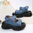thumbnail image 4 of Sandals Women Dressy Women's Sandals Ladies Sandals Women's Fashion Casual Spring And Summer Solid Color Comfortable Breathable Round Toe Open Toe Thick Bottom Wedge Heel Sandals Blue, 4 of 8