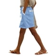 thumbnail image 3 of Women's Soft Cotton Blend High-Waisted Casual Shorts, Pull-On Elastic Waistband with Drawstring, Side Pockets for Essentials, Tummy Control Fit for Flattering Shape, Everyday, 3 of 7