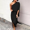 thumbnail image 3 of TIHLMK Black Dress Fashion Women's Summer Casual Sleeveless Strapless Solid Fork Opening Dress, 3 of 6