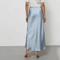 thumbnail image 4 of Women's Elegant Satin Skirt Long Silk High Waist Flared Cocktail Party Wedding Office Fishtail Maxi Skirts Light Blue S, 4 of 4