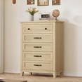 thumbnail image 5 of Dresser for Bedroom  in Wide Drawer Dresser with Storage Freestanding  Wooden Closet Storage Chest for Living Room  Bedroom  Entryway  Grey, 5 of 6
