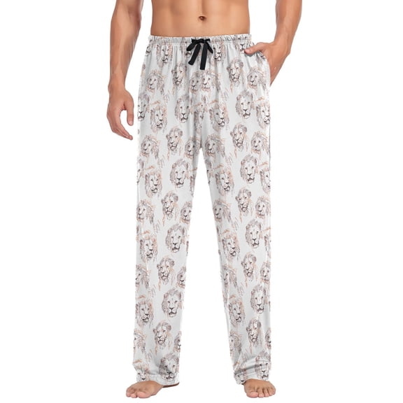 joogoo Men's Pajama Pants Art Lions Soft Long Sleep Lounge Pjs Bottoms L