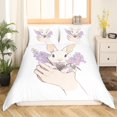 thumbnail image 2 of Cute Rabbit Duvet Cover Set Queen Size,Purple Lavender Bedding Set 3Pcs for Kids Girls Boys Decor,Nature Flower Animals Comforter Cover Spring Happy Easter Quilt Cover,2 Pillowcases（No Comforter）, 2 of 6
