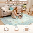 thumbnail image 4 of Fnova 5x7/8x10/9x12 Boho Oushak Area Rug, Colorful Washable Non-Slip Indoor Carpet Oriental Floral, Oeko-Tex Certified, Mint BLue, 4 of 12