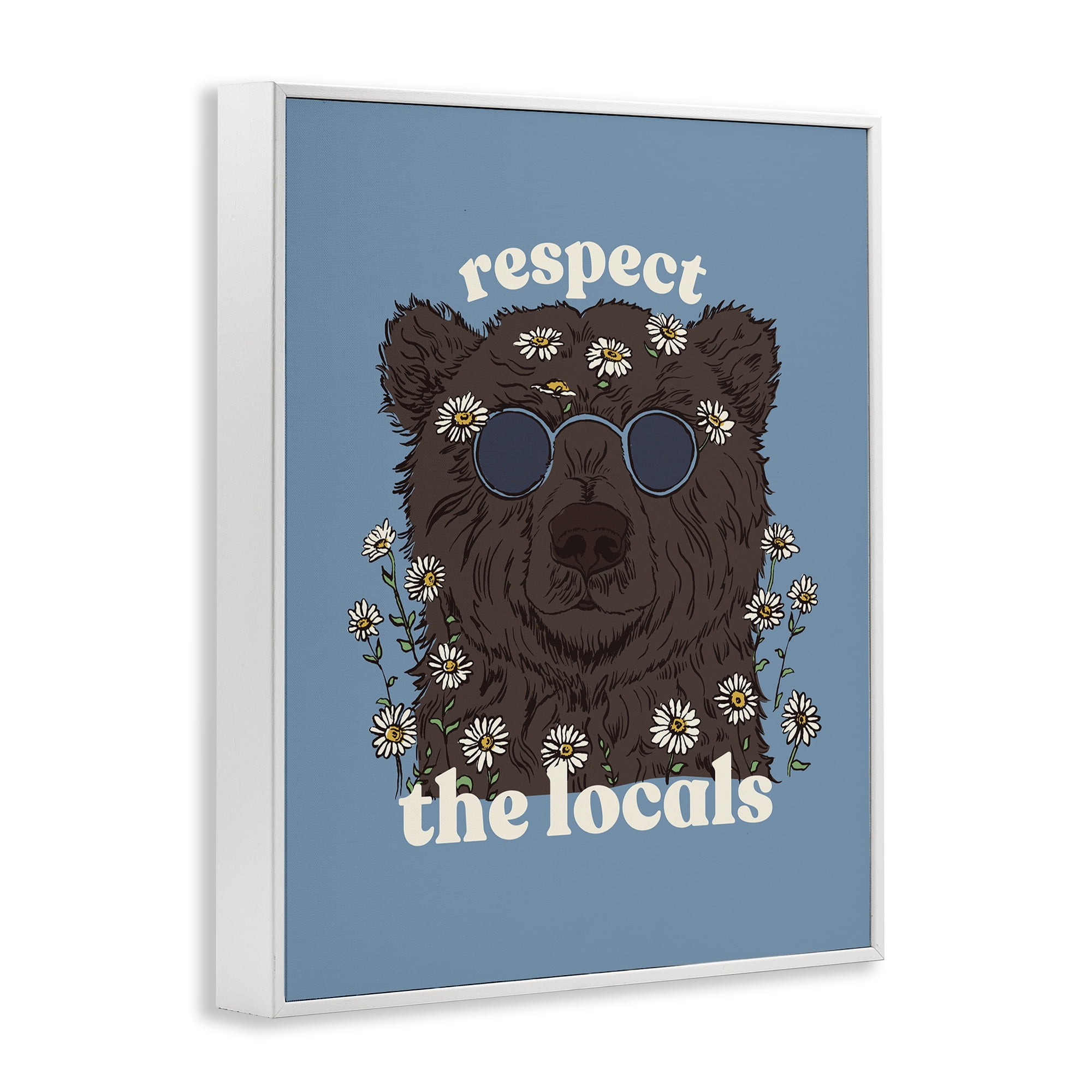 Stupell Industries Respect The Locals Bear White Framed Giclee Art, design by Two If By Sea Studios