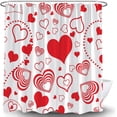 thumbnail image 6 of Valentine''s Day Shower Curtain Red Heart Romantic Love Dreamy Lovely Cute Heart Modern Sweet Love Couple Wedding Bath Curtain with Hooks, 6 of 6