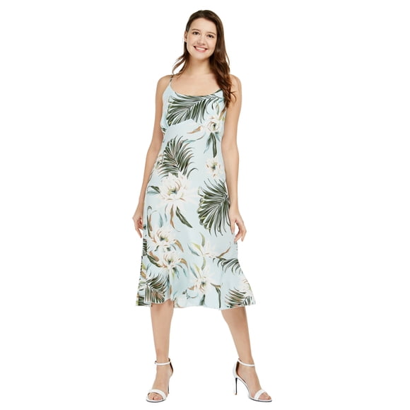 Hawaii Hangover Women's Hawaiian Mermaid Ruffle Dress M Wispy Cereus Light Blue