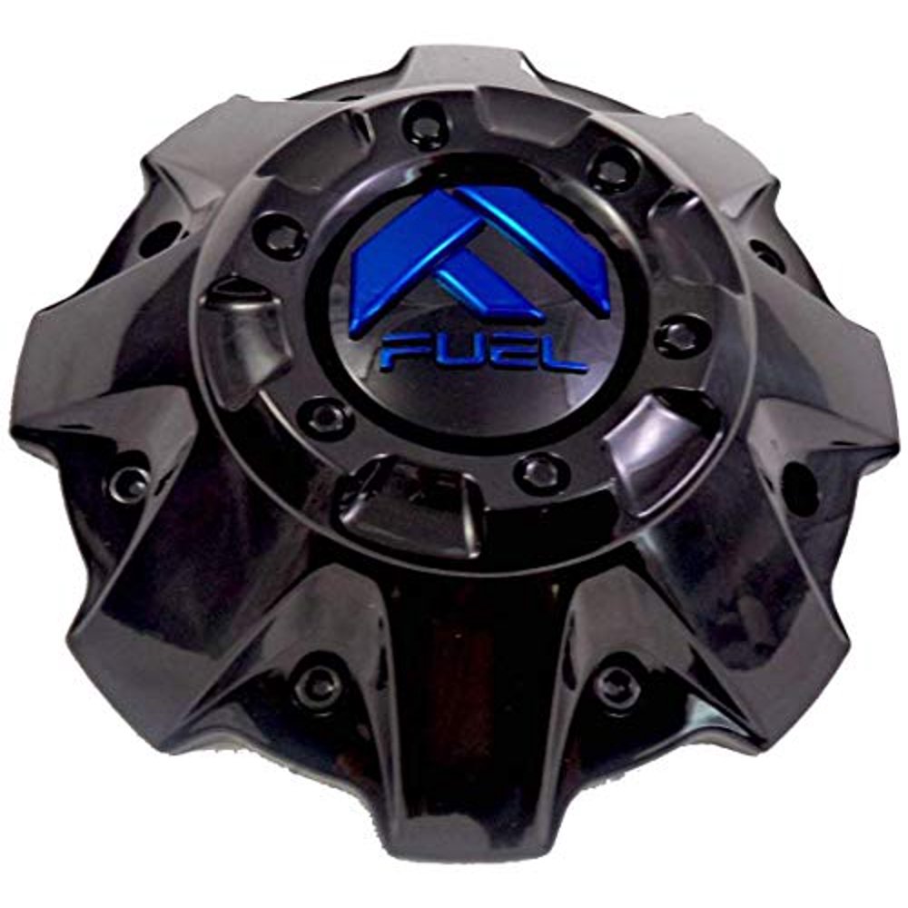 Fuel Wheels Gloss Black Blue Emblem Center Cap Set of Four (4) 1001