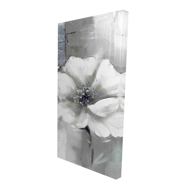 Monochrome and silver flowers - 24"x48" canvas - Print on demand