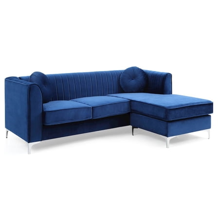 Glory Furniture Delray Sofa Chaise in Navy Blue Color