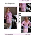 thumbnail image 2 of Ekouaer Women' Satin Robe Silk Short Lace Trim Bridesmaids Robe for Wedding Day 3/4 Sleeve Sexy Loungewear with Pockets, 2 of 6