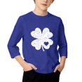 thumbnail image 3 of T-Shirt de la Saint-Patrick pour Filles, Mignon T-Shirt Graphique à Manches 3/4 Col Rond avec Imprimé Irlandais, Hauts Décontractés Printemps Été pour Vacances, Fête d'Anniversaire et Usage Quotidien Bleu 110, 3 of 5