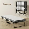 thumbnail image 7 of Demi Bonn 78.75" x 35.5" Folding Bed with 3.9" Thickness Mattress, Twin Size Steel Frame, Portable Roll-Away Bed for Adults, Strong Steel Construction, Black, 7 of 7
