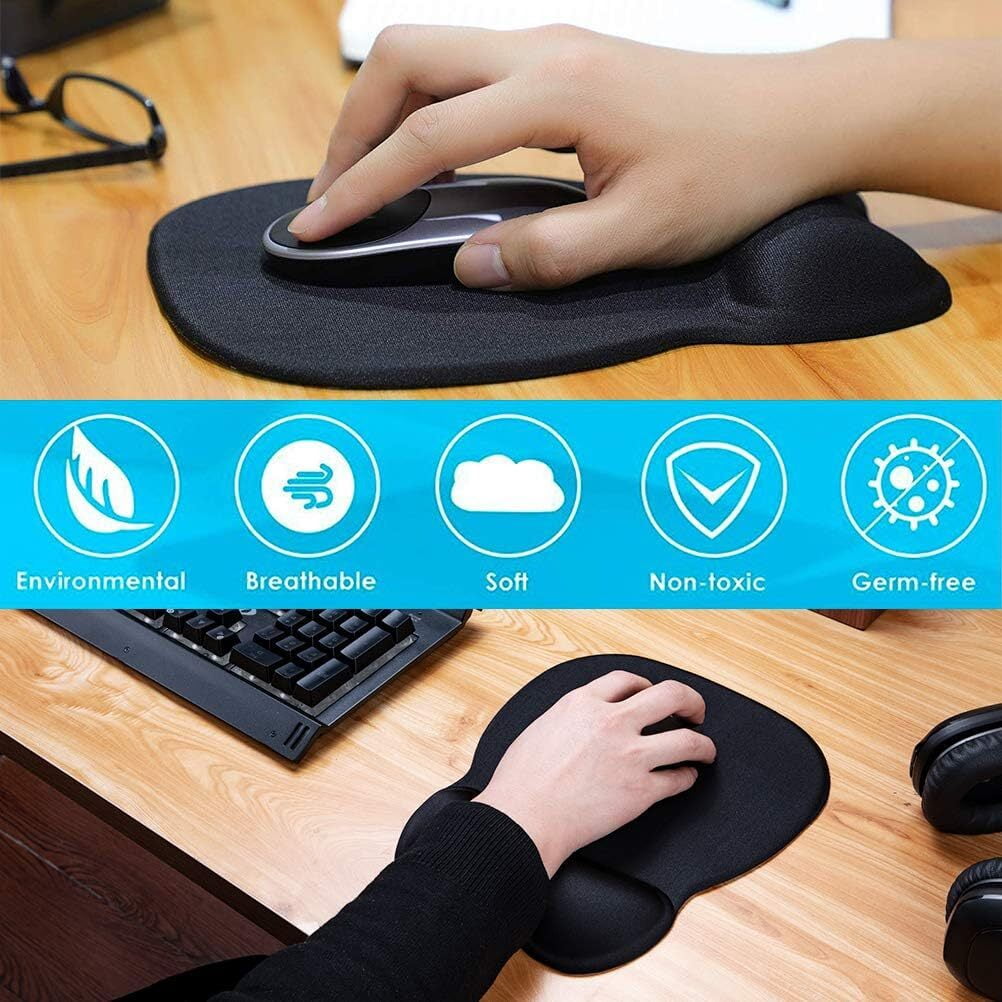 1 Pack Mouse Pad with Wrist Rest Support,Comfortable Computer Gel Mouse Pad,Gel Mouse Pad with Wrist Rest for Office,Gaming,and Study,Charcoal Black