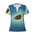 thumbnail image 3 of Naloa Paradise Island Print T-Shirts Short Sleeve V Neck Tees for Women Fashion Tops Trendy Lightweight Soft Casual Summer Outfits Clothes, 3 of 5